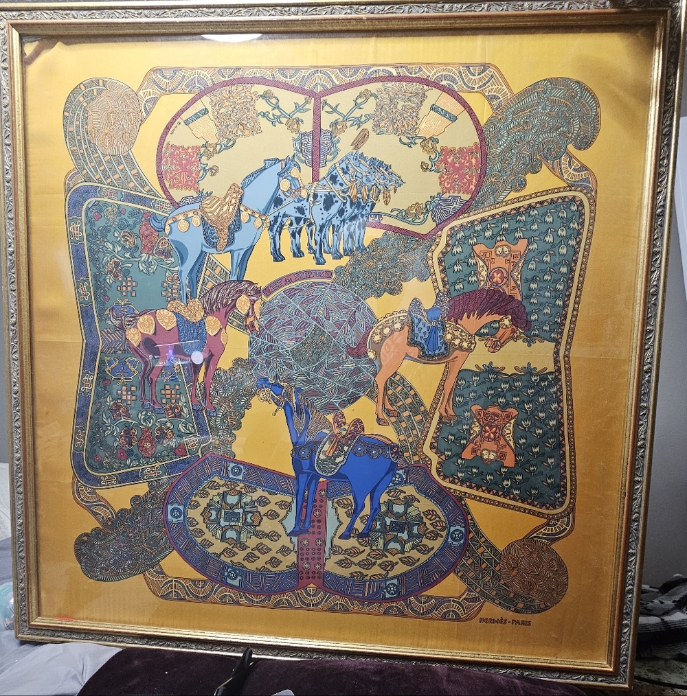 Hermes Art des Steppes by Annie Faivre Silk Scarf